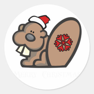 Christmas Beaver Classic Round Sticker