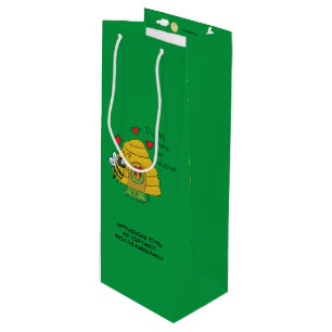 Christmas Bee Funny Holiday Cartoon Wine Gift Bag