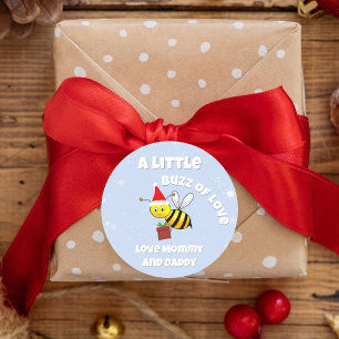 Christmas Bee Wearing Santa's Hat Child  Classic Round Sticker