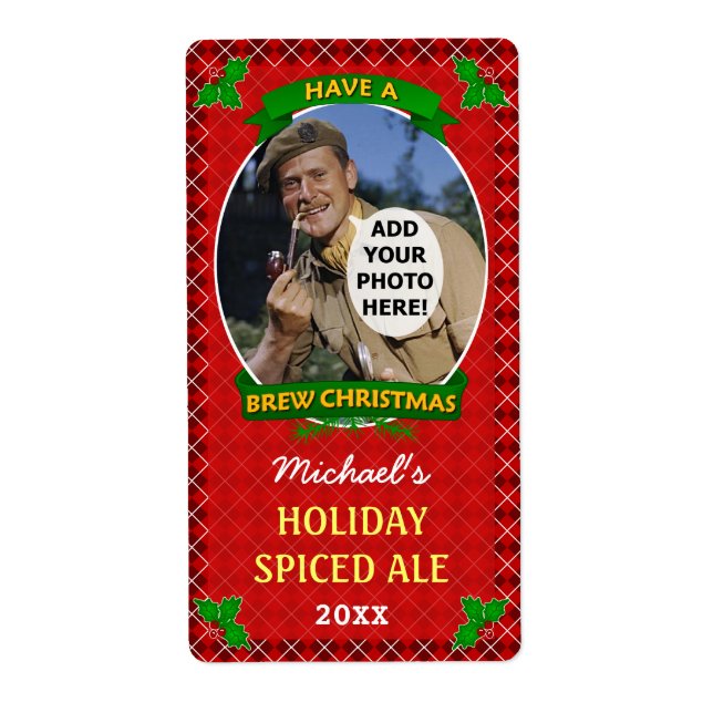 Christmas Beer Custom Photo Red Argyle Homebrewing (Front)