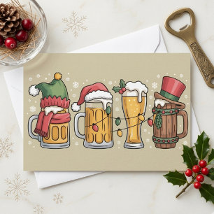 Christmas Beer Drinking Lover Gift Party Spirit  Holiday Card