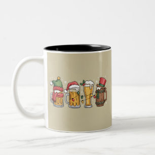 Christmas Beer Drinking Lover Gift Party Spirit Two-Tone Coffee Mug