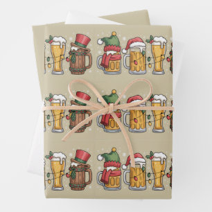 Christmas Beer Drinking Lover Gift Party Spirit  Wrapping Paper Sheet