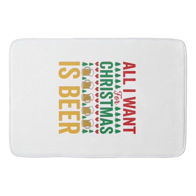 Christmas Beer Funny Holiday Drinking Design Bath Mat (Front)