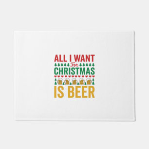 Christmas Beer Funny Holiday Drinking Design Doormat