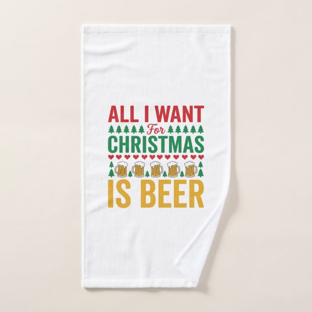 Christmas Beer Funny Holiday Drinking Design Hand Towel (Hand Towel)