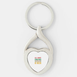 Christmas Beer Funny Holiday Drinking Design Key Ring