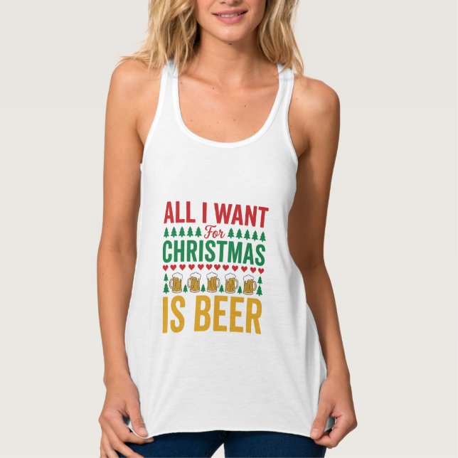 Christmas Beer Funny Holiday Drinking Design Singlet (Front)