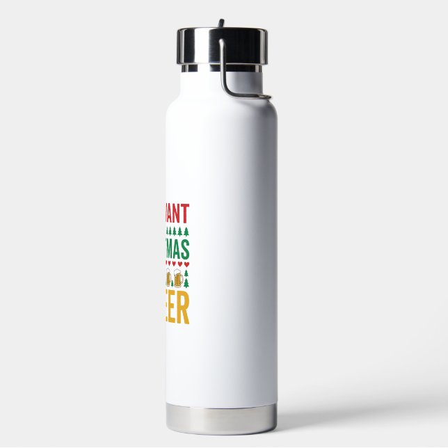 Christmas Beer Funny Holiday Drinking Design Water Bottle (Left)