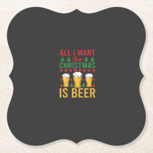 Christmas Beer Holiday Drinking Paper Coaster