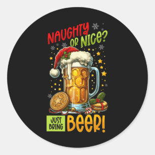 Christmas Beer Lover Classic Round Sticker