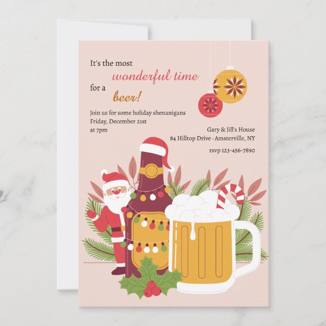 Christmas Beer Party  Invitation (Front)