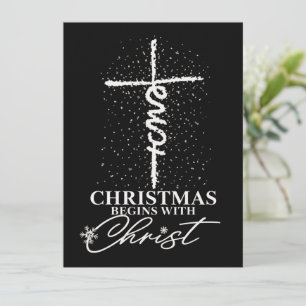 Christmas Begin with Christ Jesus Cross Christian Holiday Card