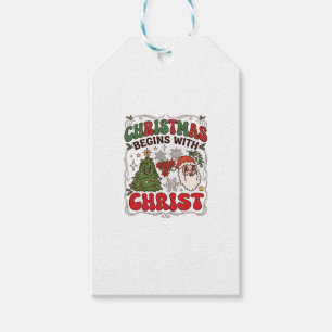 Christmas Begins Christ Santa Claus Tree Snowflake Gift Tags