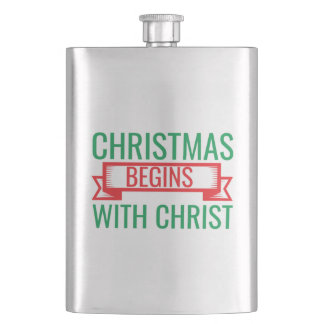christmas begins with christ-15523 hip flask