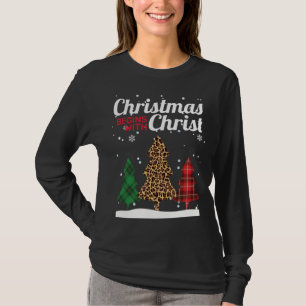 Christmas Begins With Christ Buffalo Plaid Jaguar  T-Shirt