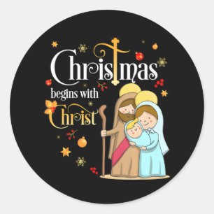 Christmas Begins With Christ Christian Jesus Classic Round Sticker