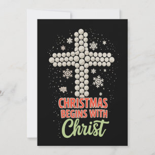 Christmas Begins With Christ Christian Snow Xmas Holiday Card