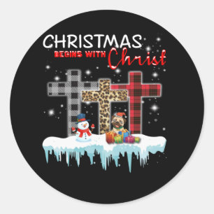 Christmas begins with Christ Classic Round Sticker