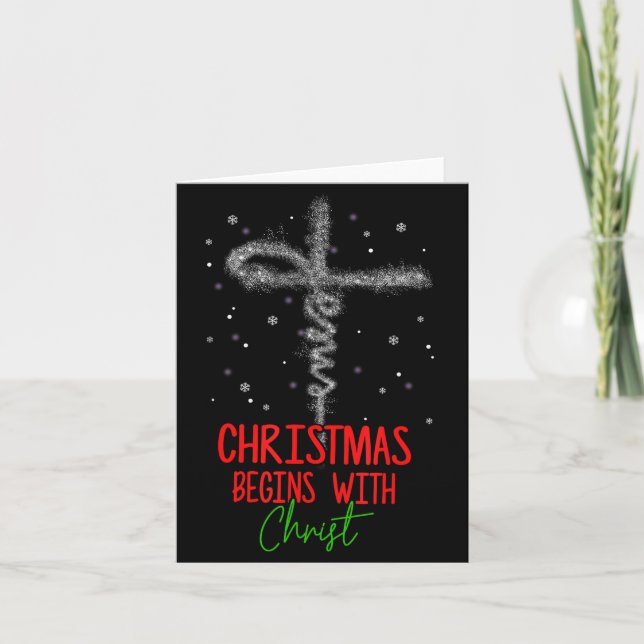 Christmas Begins With Christ Cross Christian Relig Card (Front)