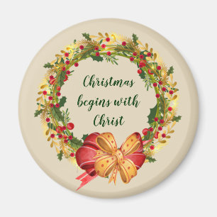 Christmas Begins with Christ Inspirational Quote Magnet