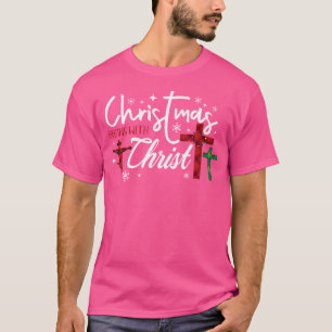 Christmas Begins With Christ Jesus Cross Snow Xmas T-Shirt