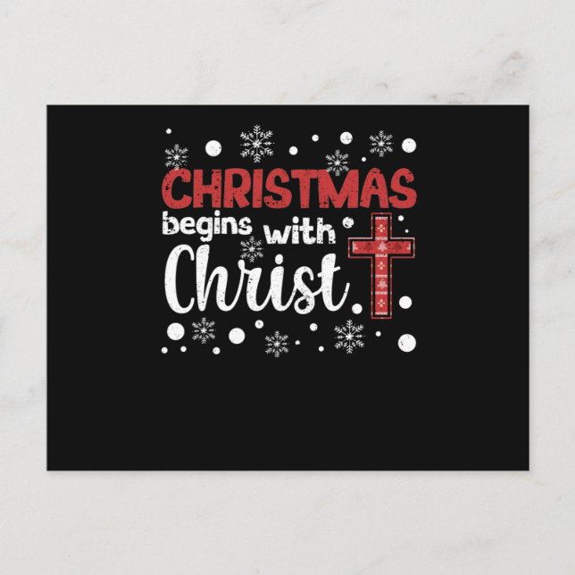 Christmas begins with Christ Jesus Xmas pyjamas Postcard (Front)