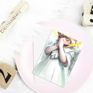 Christmas begins with Christ Praying Angel Holiday Card