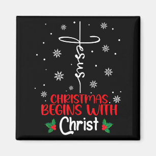 Christmas Begins With Christ Religious Christmas X Magnet