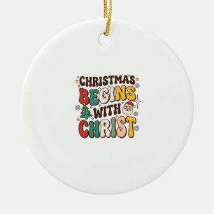 Christmas Begins With Christ Santa Tree Design Ceramic Tree Decoration