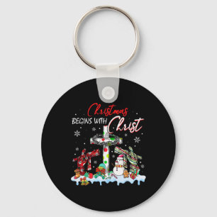 Christmas Begins With Christ Snowman Christian Rel Key Ring