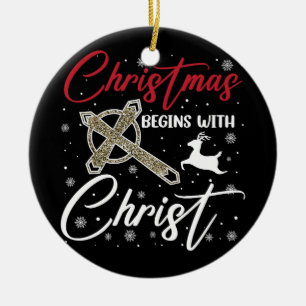 Christmas Begins With Christ Xmas Christian Ceramic Tree Decoration