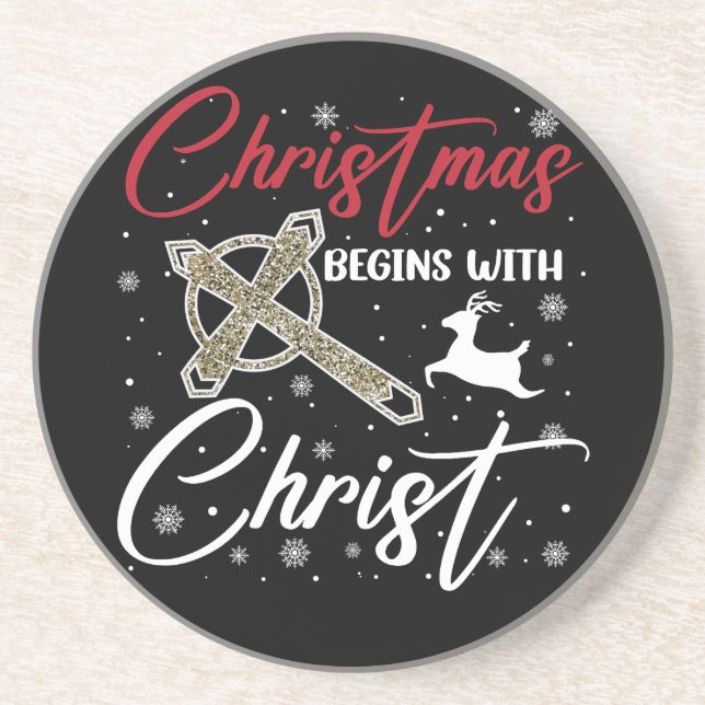 Christmas Begins With Christ Xmas Christian Coaster (Front)