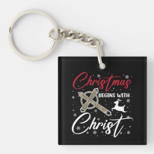 Christmas Begins With Christ Xmas Christian Key Ring