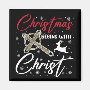 Christmas Begins With Christ Xmas Christian Magnet