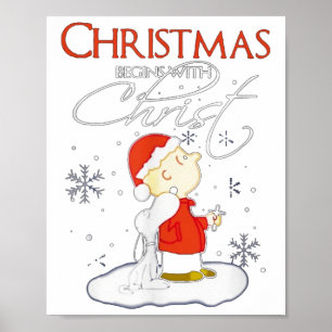 Christmas Begins With Christ Xmas Gift Holiday Cos Poster