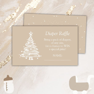 Christmas Beige Baby Gender Neutral Diaper Raffle Enclosure Card