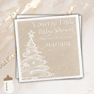 Christmas Beige Gender Neutral Baby Shower Napkin