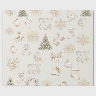 Christmas beige gold wrapping paper