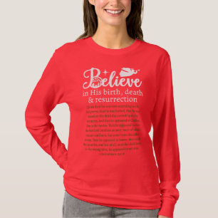 Christmas Believe Jesus Nativity Red Long Sleeve T-Shirt