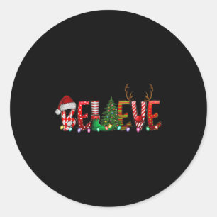 Christmas - Believe Santa Claus Believe Christmas  Classic Round Sticker
