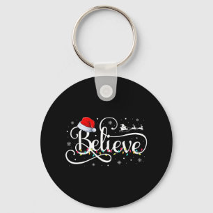 Christmas Believe Santa Claus Funny Family Matchin Key Ring