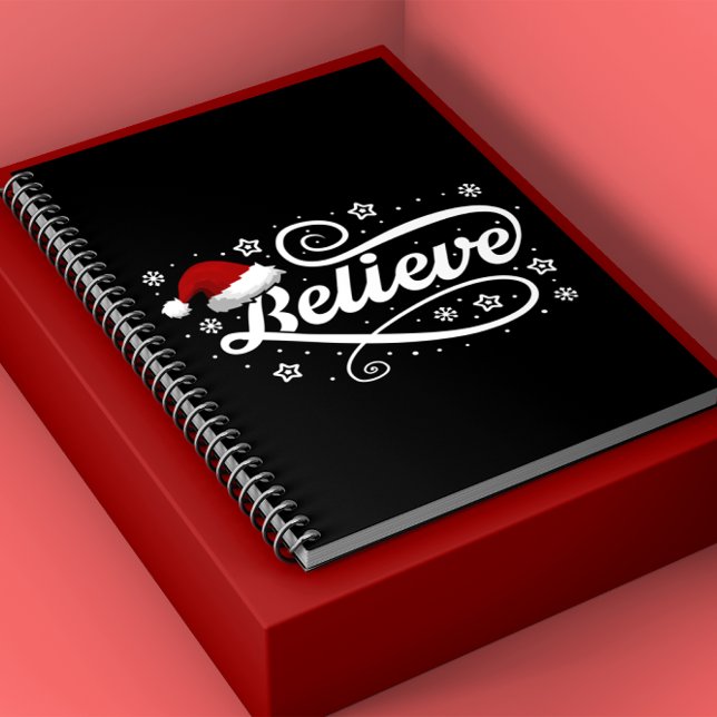 Christmas Believe Santa Claus - Santa Hat Black Notebook (Creator Uploaded)