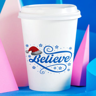 Christmas Believe Santa Claus - Santa Hat Blue Paper Cups