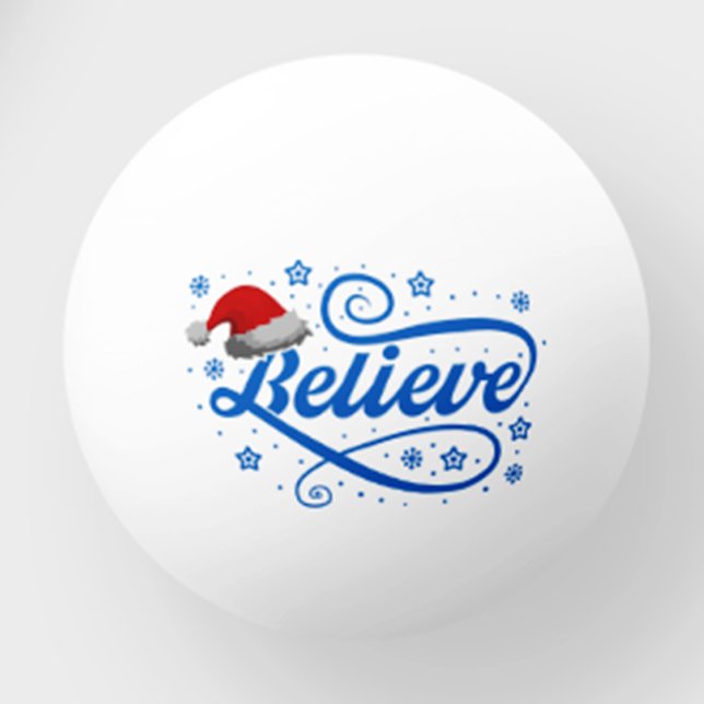Christmas Believe Santa Claus - Santa Hat Blue Ping Pong Ball (Creator Uploaded)