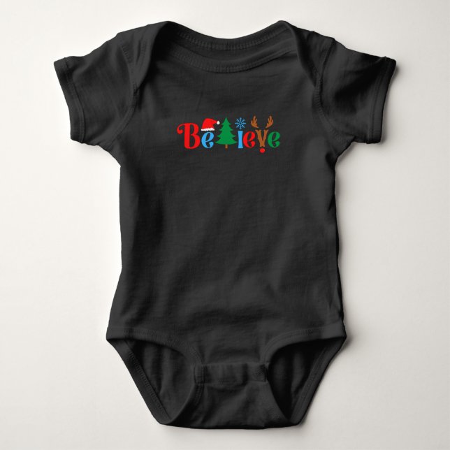 Christmas Believe T-Shirt Baby Bodysuit (Front)
