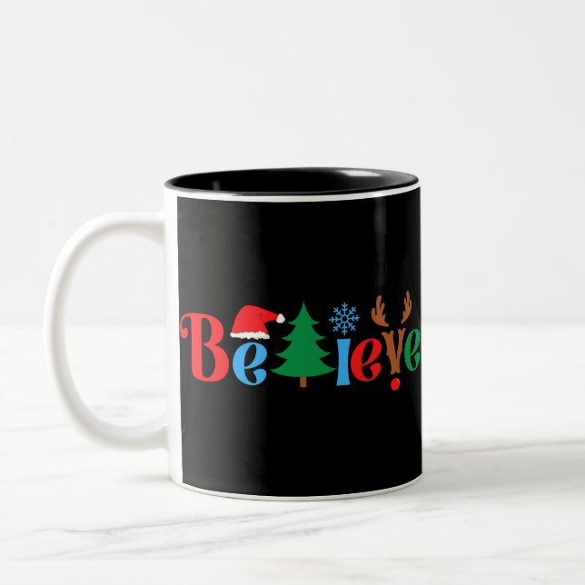 Christmas Believe Two-Tone Coffee Mug (Left)