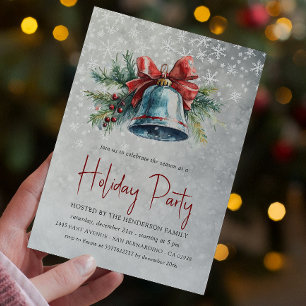 Christmas Bell And Pine Brunches Holiday Party Invitation