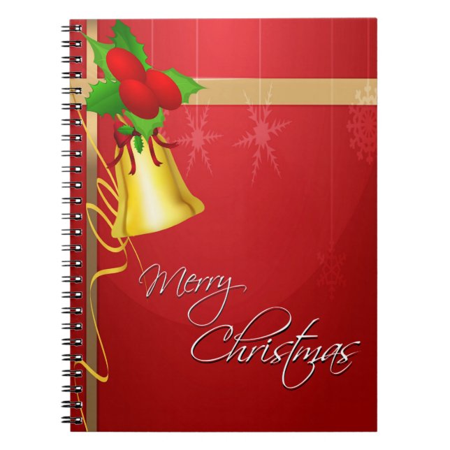 Christmas Bell and Ribbon Spiral Notebook (Front)