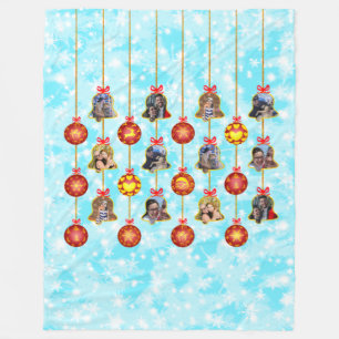 Christmas Bell & Ball Ornament 6 Photos L-Blue V Fleece Blanket